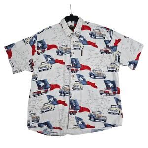 North River Outfitters Shirt Men XL Texas Flag Truck Print Cotton Western Casual